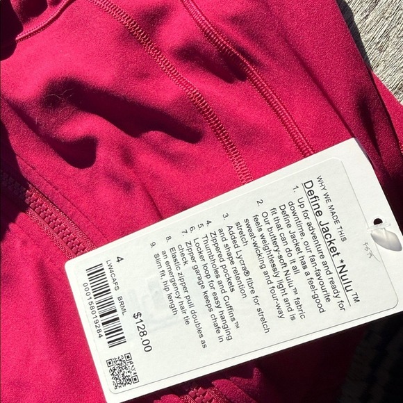 Lululemon Define Jacket Nulu Berry Rumble size 4 NWT pink - Picture 3 of 8